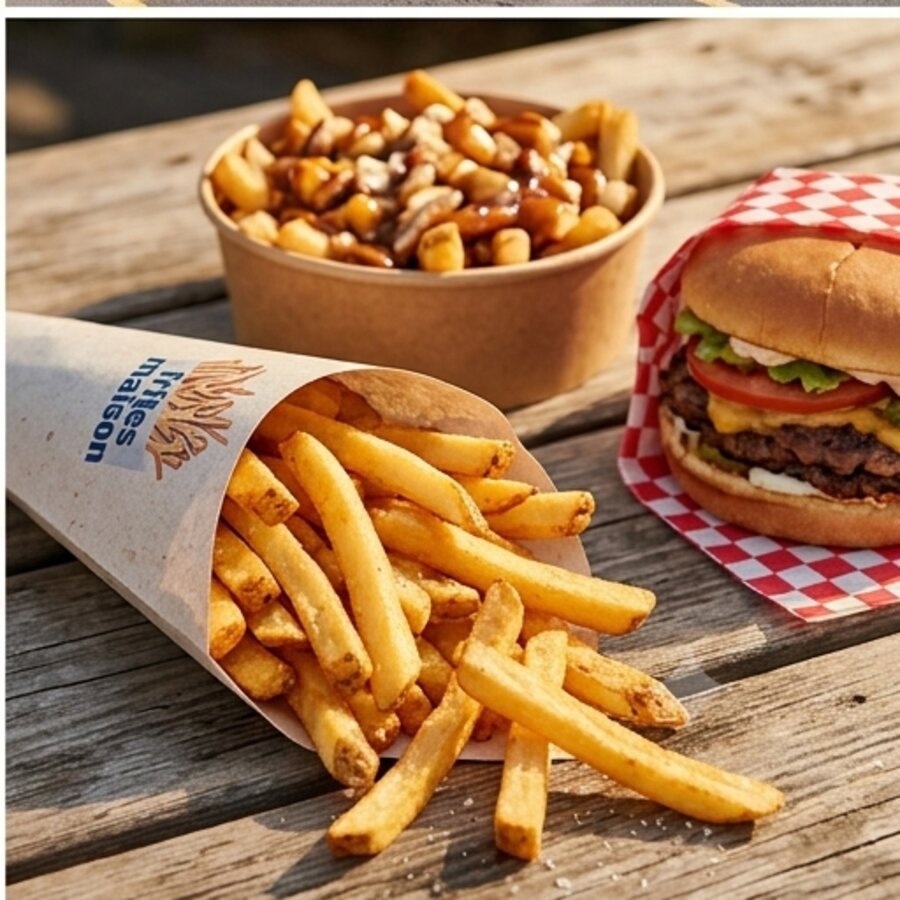 Poutine, frites maison et burger